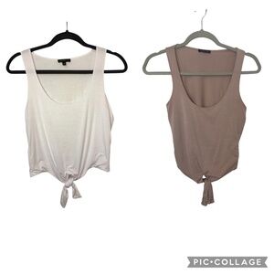 Dynamite Sleeveless Crop Tops Size Small White and Beige